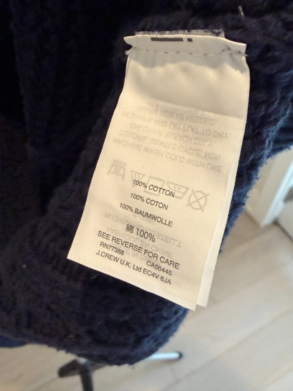 J. Crew Cable Knit Button Up Cardigan Sweater Navy Blue (Medium) - Picture 5 of 5